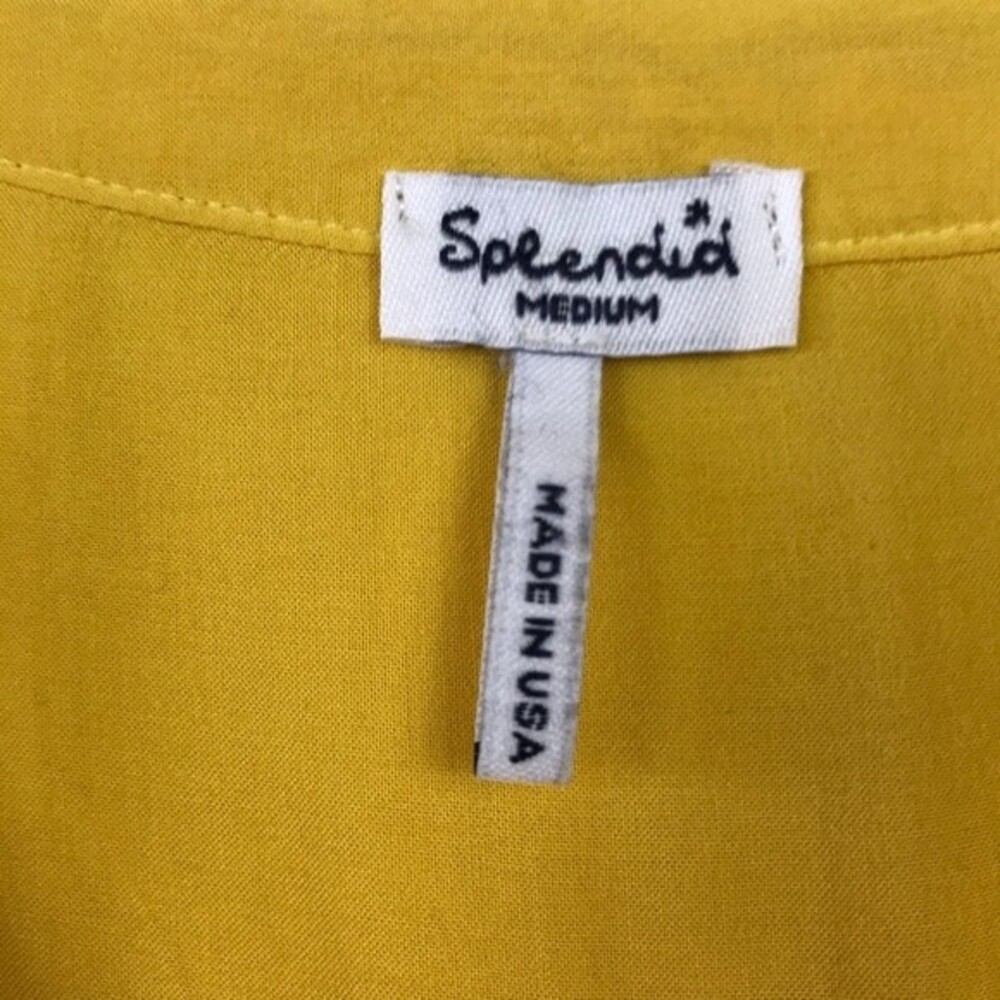 Splendid Yellow Henley Long Sleeve Tunic Blouse Top M Spring Summer Boho - Picture 2 of 14